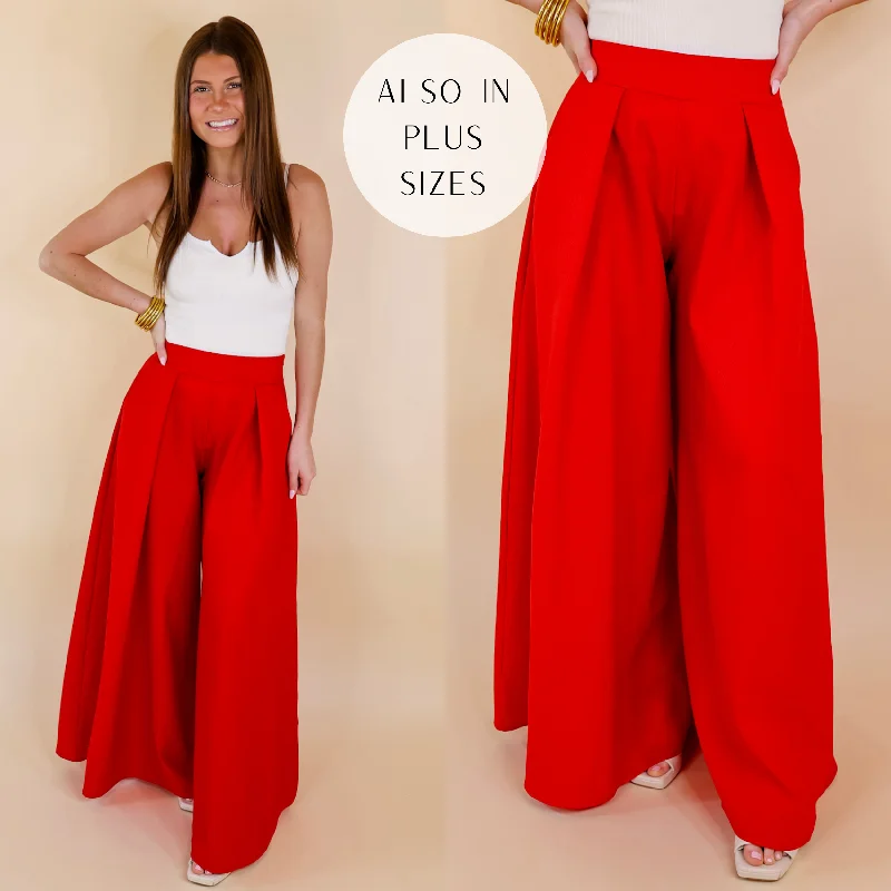 Urban Wonders Wide Leg Pants in Red