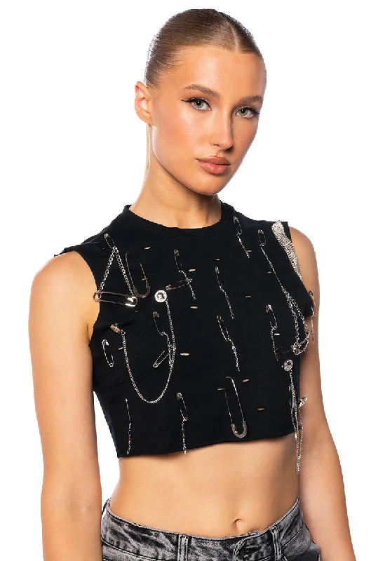 NEW PUNK EMBELLISHED TANK TOP