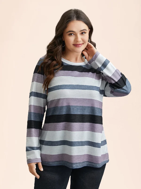 Multi-Color Stripes Stretchy T-Shirt