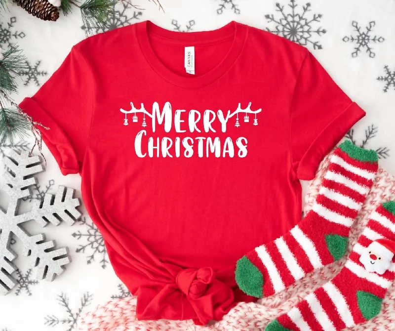 Unisex Merry Christmas Graphic Tee In Red