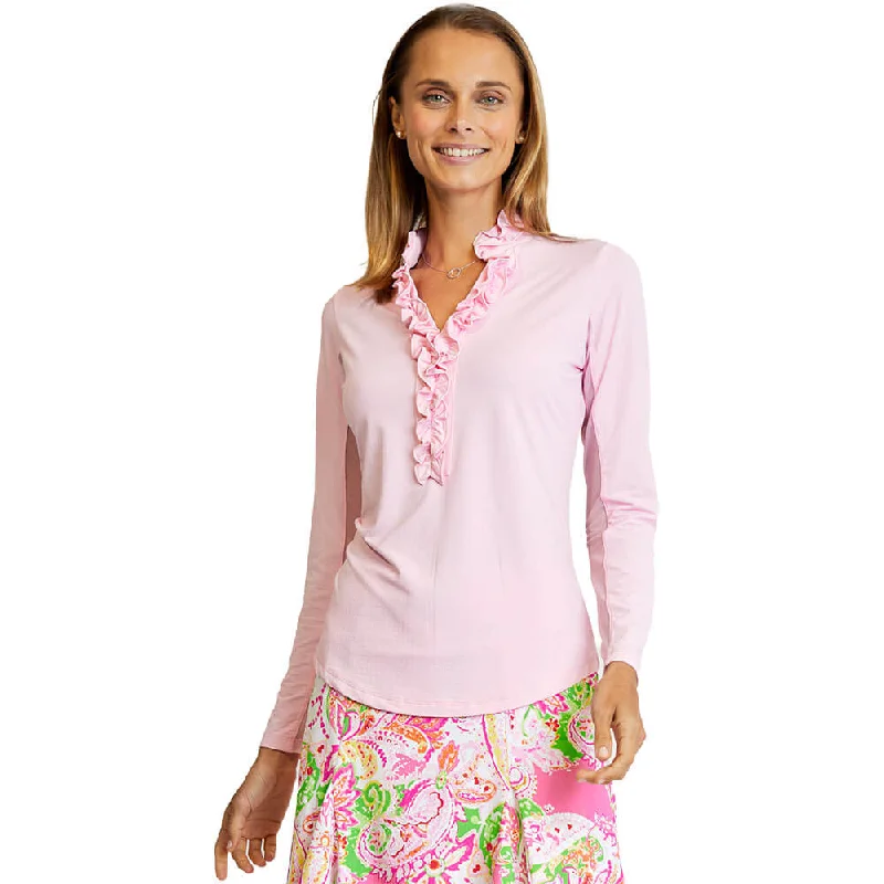 G Lifestyle Long Sleeve Double Ruffle Top - Light Pink