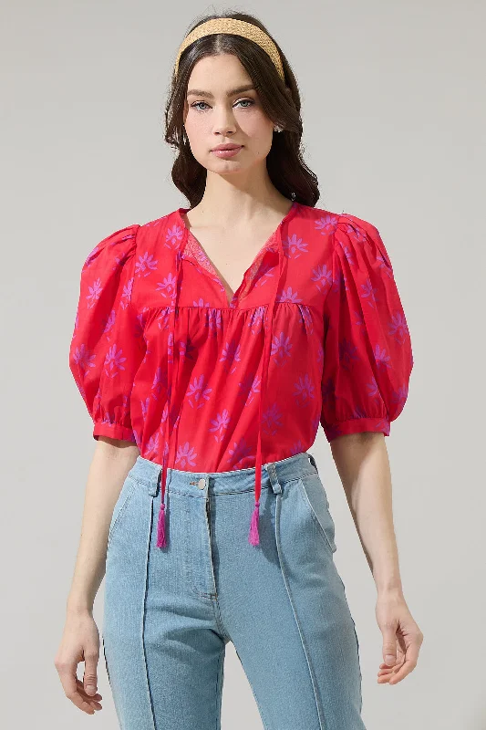 Delmas Floral Louisa Split Neck Top