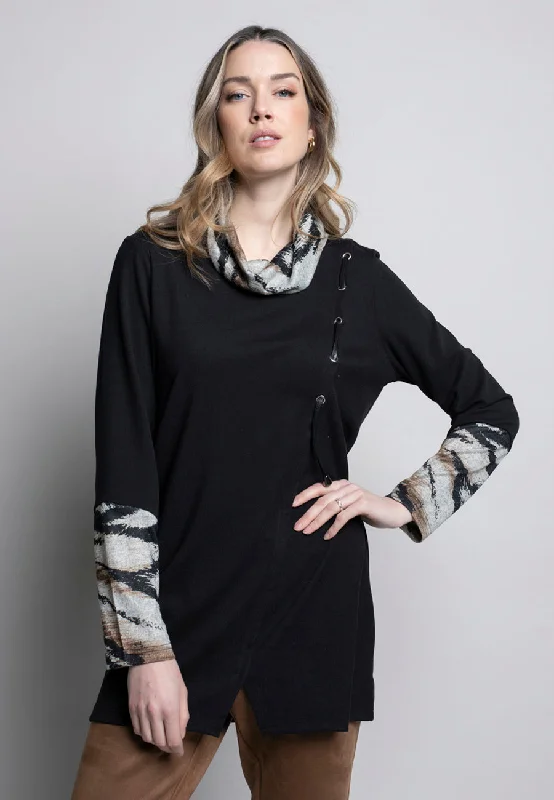 Cowl Neck Top With Lacing Detail