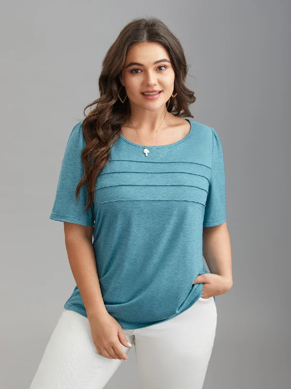 Seamed Round Neck Fitted T-Shirt