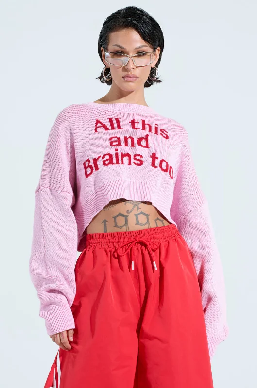 ALL THIS AND BRAINS TOO CROPPED SWEATER