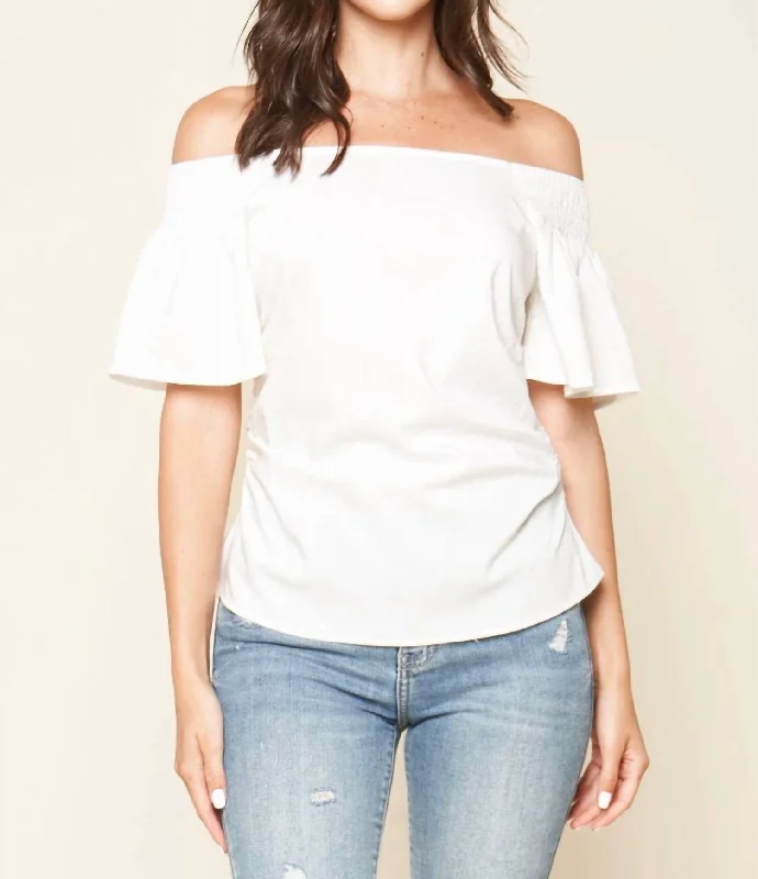 Summer Smocked Off Shoulder Top In Ivory