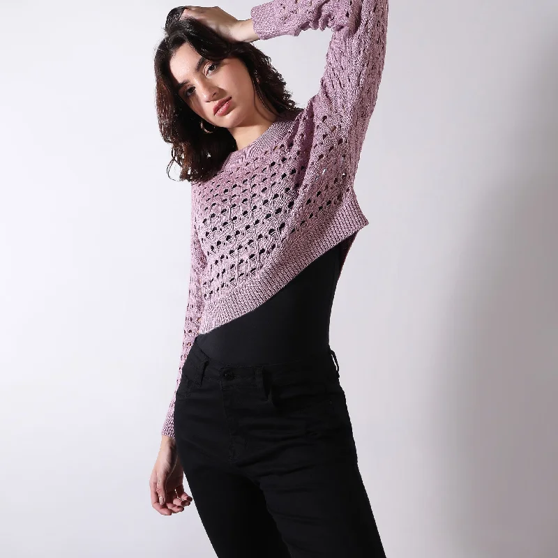 Full Sleeve Ribbed Hem Knit Top