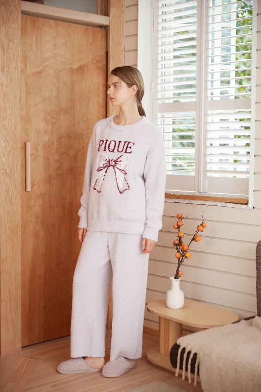 Ribbon Pullover Sweater & Long Pants Set